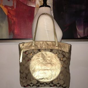 Gorgeous and Real Coach Signature Gold Large purse